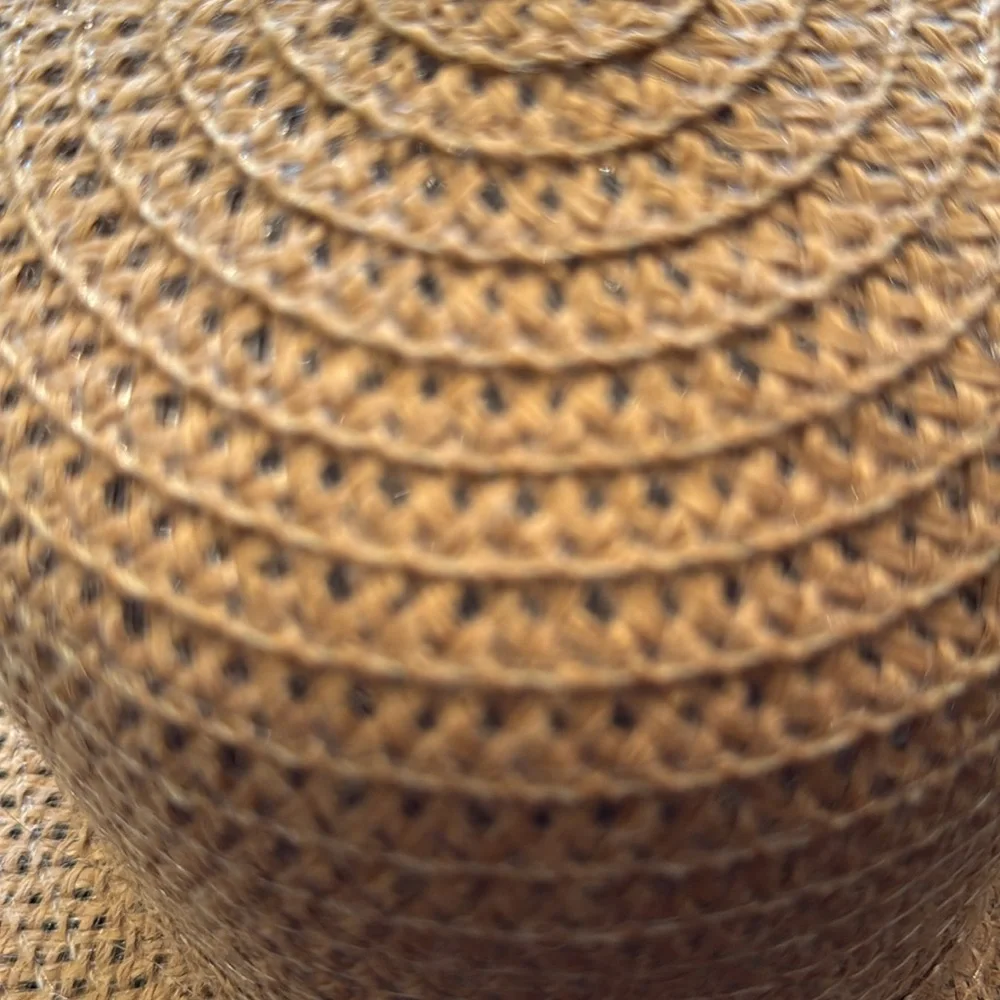 Summer Hat With Burlap/Ribbon Flower At The Side